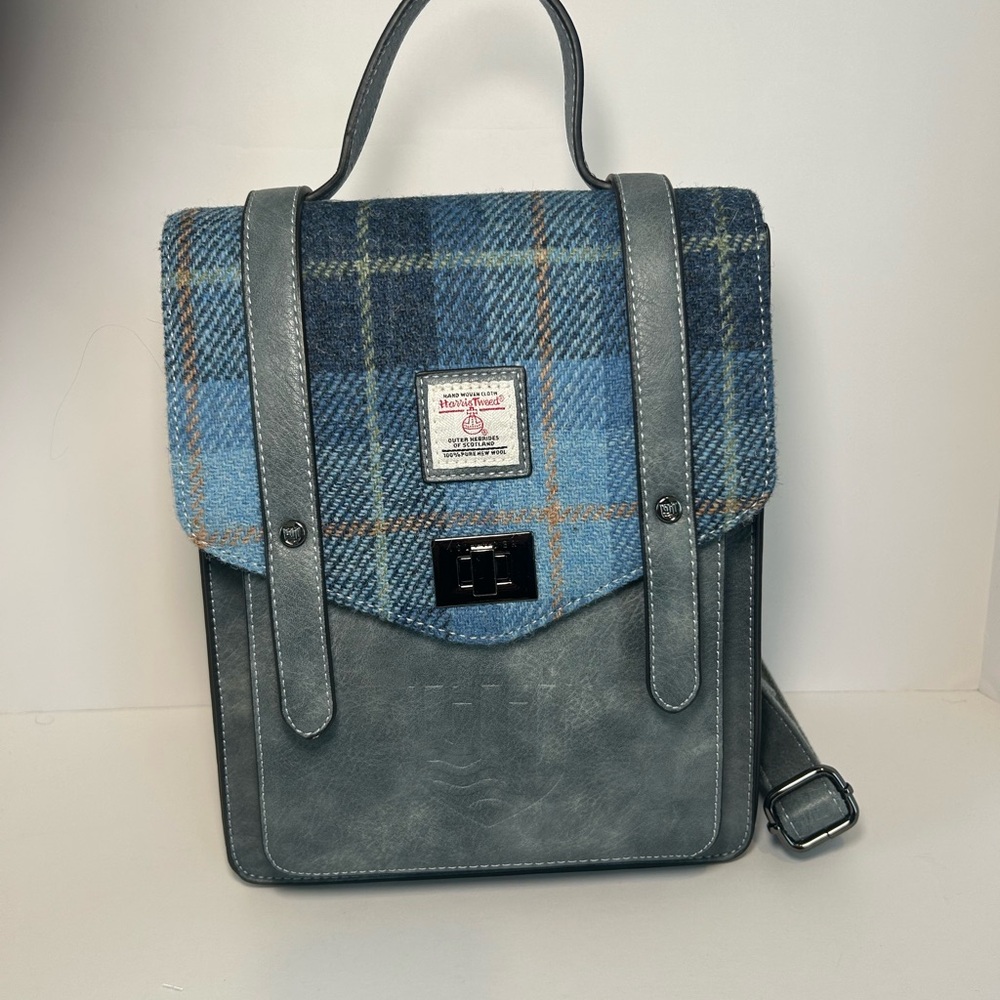 Islander Mini Calloway Backpack With Blue Tartan Harris Tweed